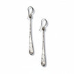 Beaten Long Tear Drop Earring - Silver Plate