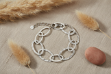 Linked Oval Bracelet - Grey Stainless Steel