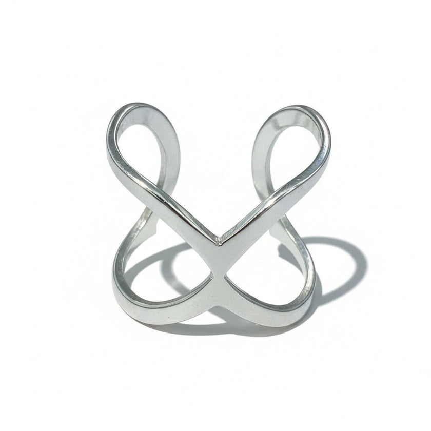 Open X Ring - Grey Stainless Steel