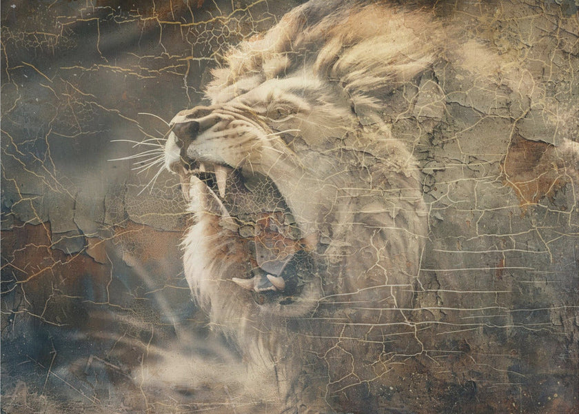 Illustration murale Lion Animal Art Vintage Wallart 09