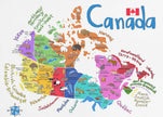 Carte illustrée du Canada avec des animaux, par Carla Daly, pour décoration murale.