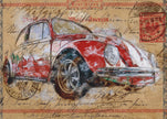 Wall art Volkswagen rouge