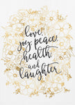 Wall art Holiday wishes with gold flowers Canvas Print