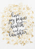 Wall art Holiday wishes with gold flowers Canvas Print