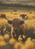 Décoration murale : Vaches des Highlands dans un champ de fleurs