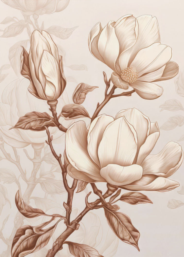 Décoration murale Fleurs Beige 1