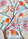 Peintures sur toile d'oiseaux d'hiver, rouges-gorge, Noël, neige