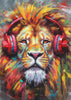 Wall art Lion With Headphones animal