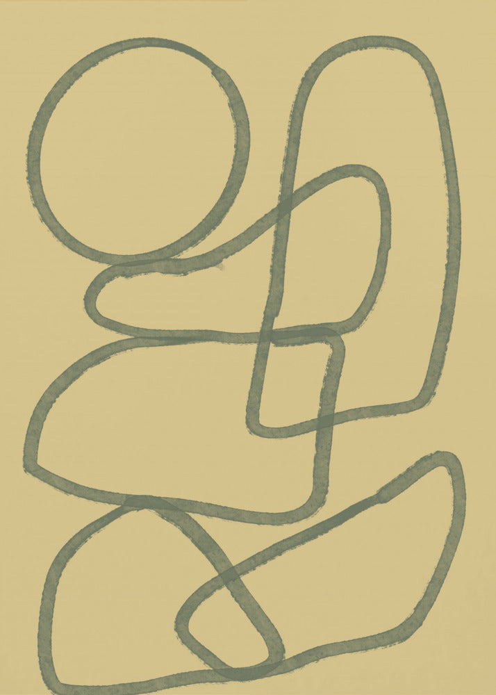Dessin mural abstrait au trait.