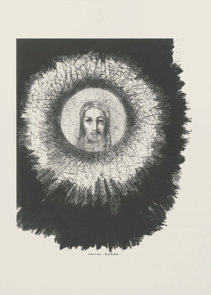 Art mural et le visage du Christ brillait dans le disque solaire.