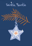 Impression sur toile : Étoile de Noël bleue scintillante et joyeuse