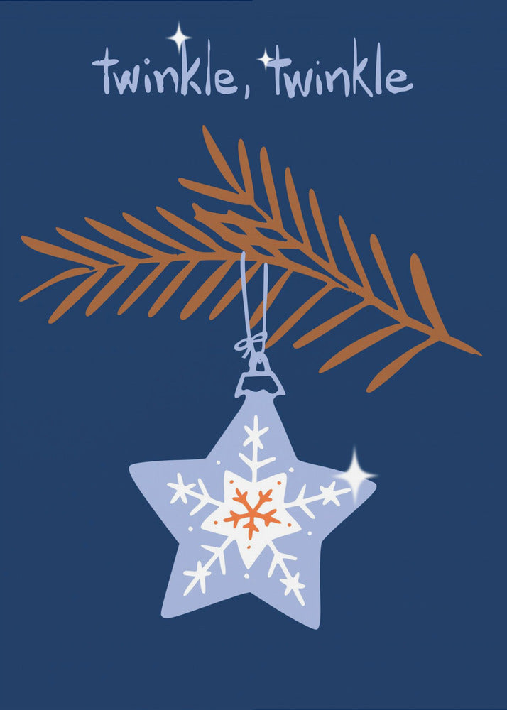 Impression sur toile : Étoile de Noël bleue scintillante et joyeuse
