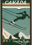 Illustration murale Tourisme d'hiver : Affiche vintage du Canada consacrée au ski