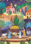 Impression sur toile d'art mural : Scène de la Nativité, nuit étoilée