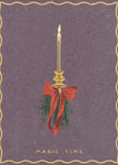 Wall art Candle with bow and spruce sprigs Canvas Print