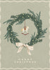 Impression sur toile : décoration murale, jouet en forme de cheval sur une couronne de Noël avec nœud.