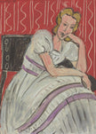 Wall art Jeune Femme Assise En Robe Grise