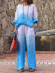 Women's Cotton Linen Gradient Two-Piece Set – Casual Summer Outfit (S–5XL, 11 Colors)