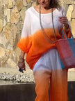 Women's Cotton Linen Gradient Two-Piece Set – Casual Summer Outfit (S–5XL, 11 Colors)