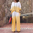 Women's Cotton Linen Gradient Two-Piece Set – Casual Summer Outfit (S–5XL, 11 Colors)