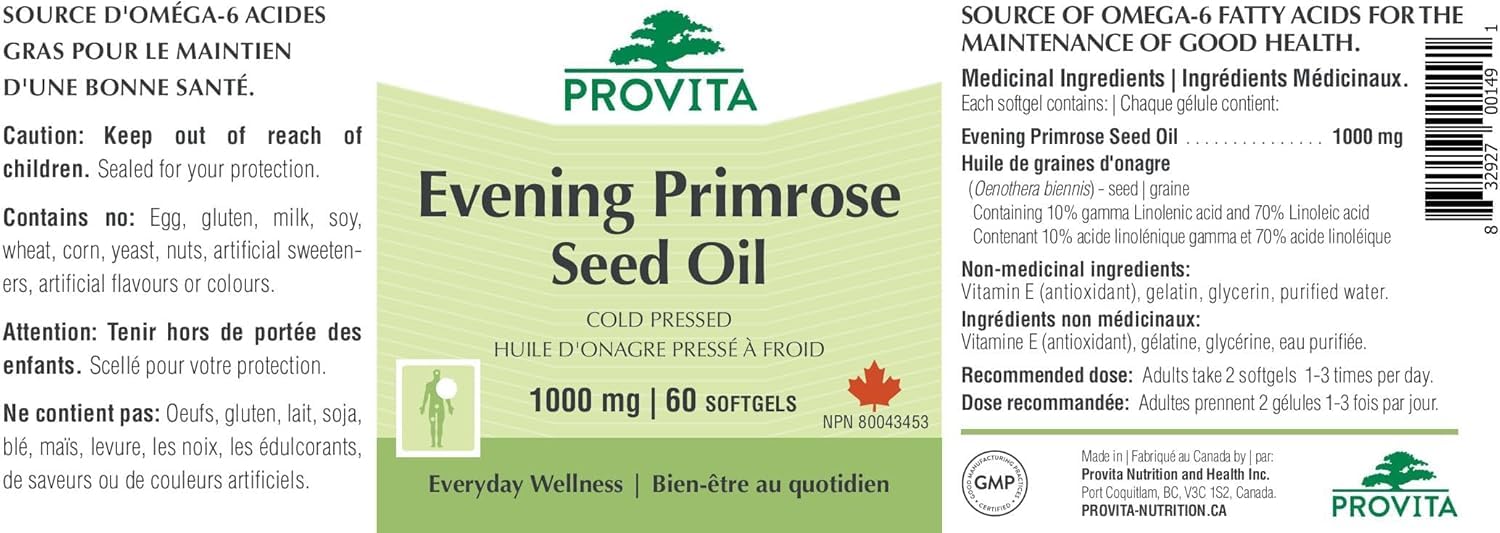 Provita - EPO-1000 Evening Primrose Oil (60 softgels)