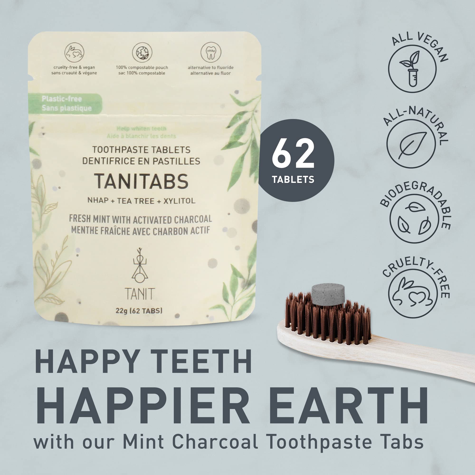 Tanit - Toothpste Tab., Frsh Mint W/Char (62tab Pch)