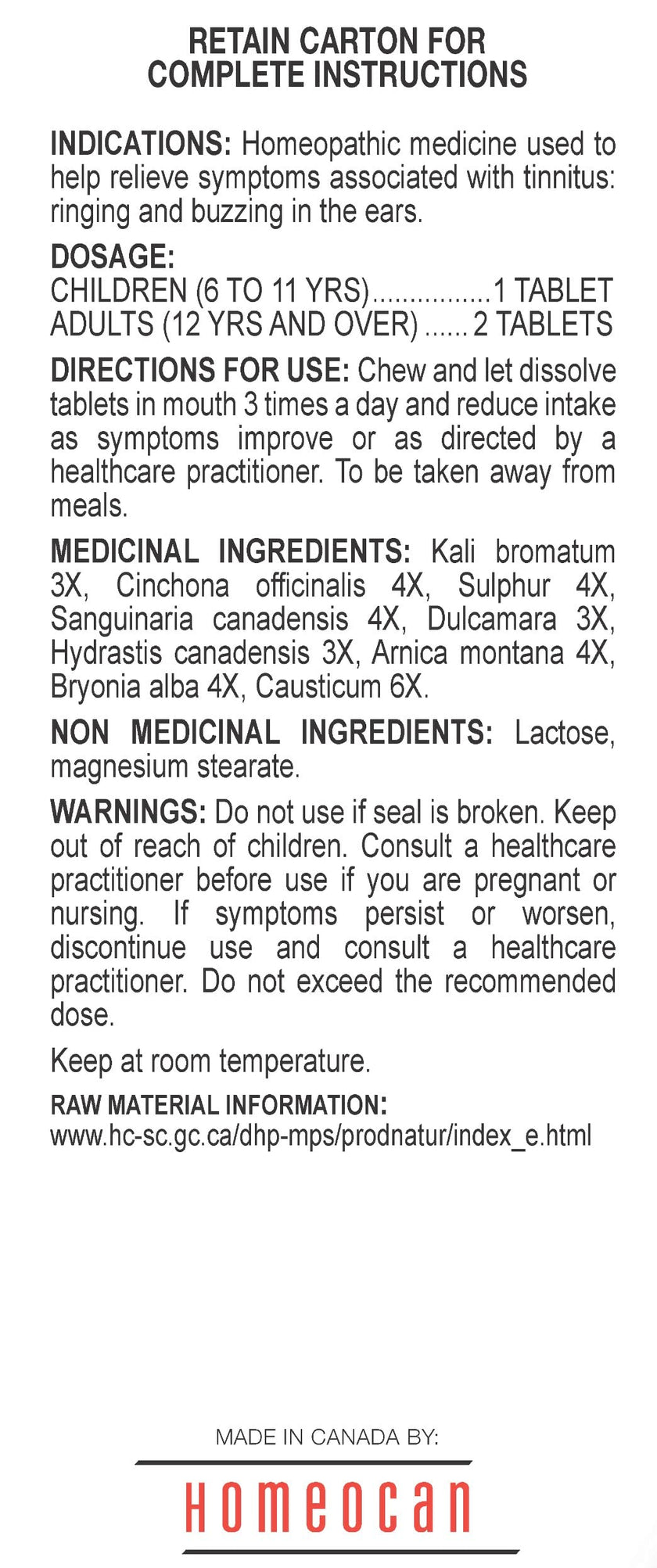 Homeocan - Tinnitus, 60tab