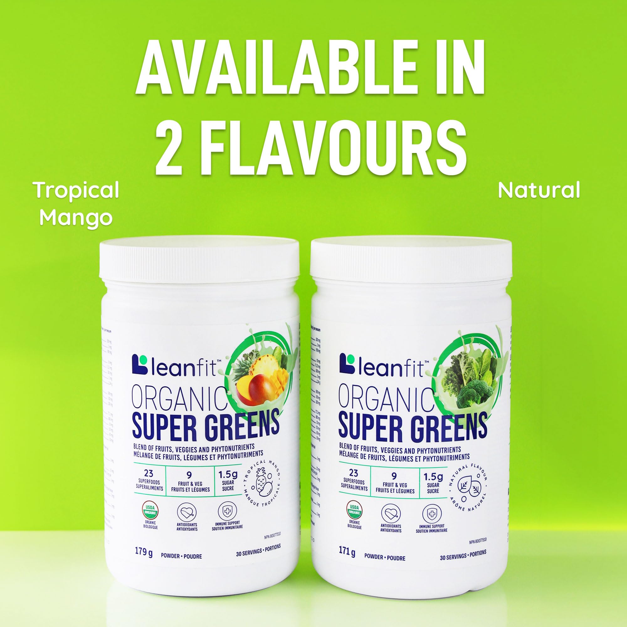 LeanFit - Organic Super Greens - Trop Mango (178g)