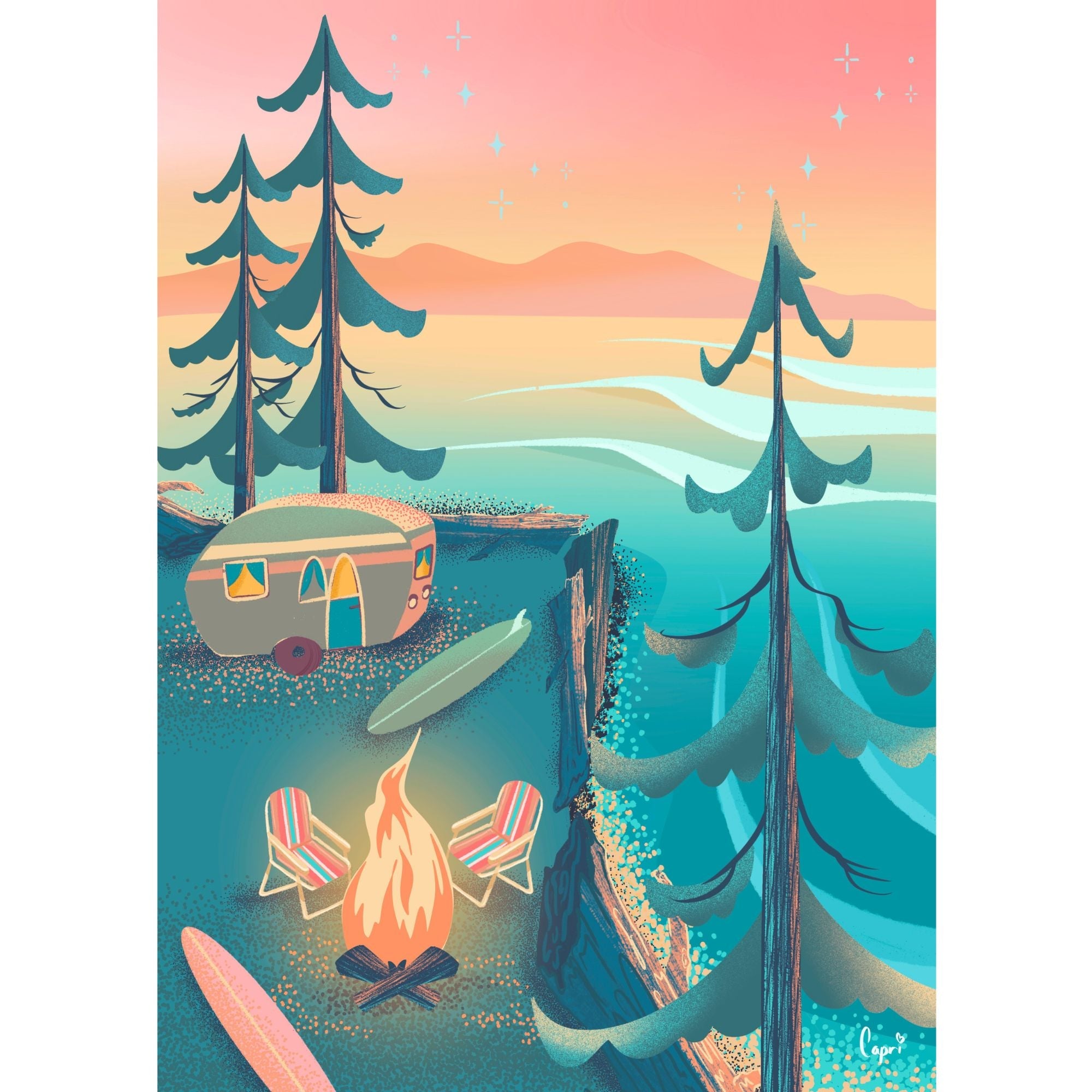 Camping côtier | Puzzle de 1000 pièces pour adultes | Conçu au Canada par Capri Sadler