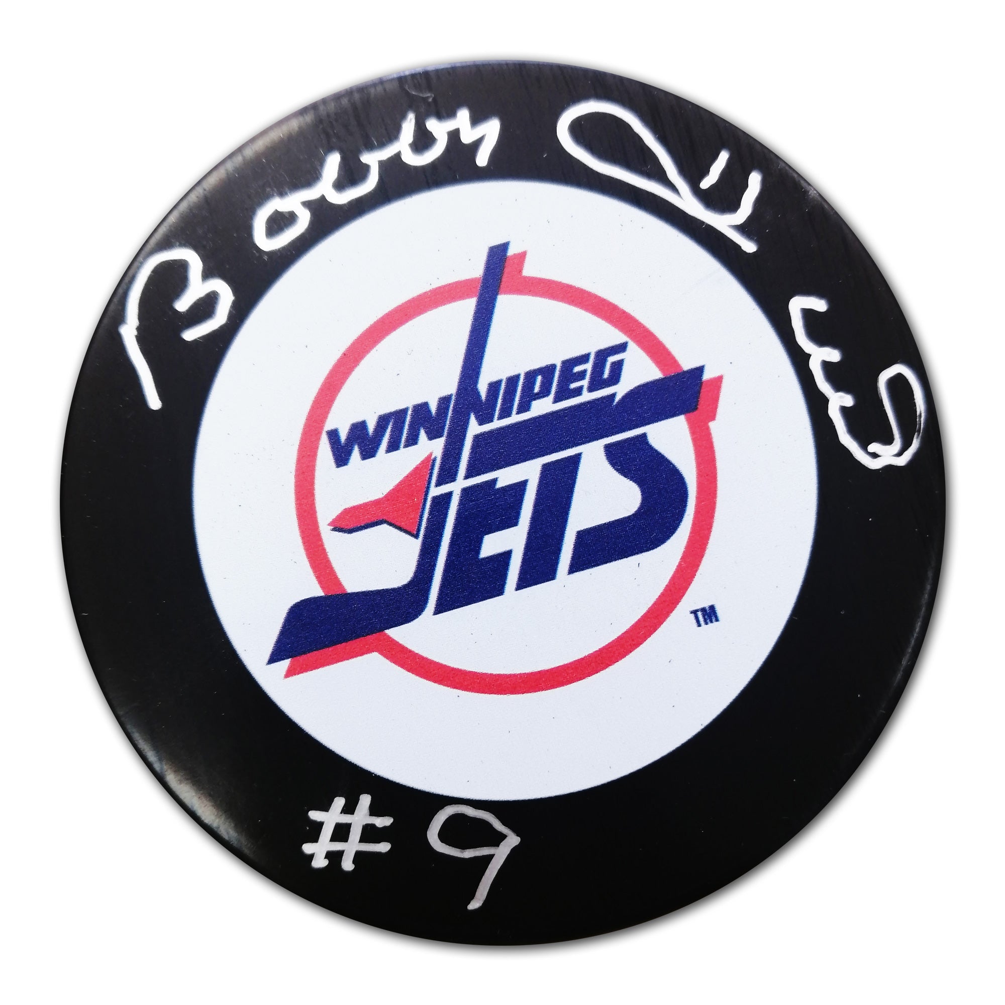 BOBBY HULL AUTOGRAPHED WINNIPEG JETS HOCKEY PUCK – SIGNED #9 NHL COLLECTIBLE MEMORABILIA