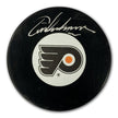 ERIC LINDROS AUTOGRAPHED PHILADELPHIA FLYERS PUCK – OFFICIAL NHL COLLECTIBLE LARGE LOGO