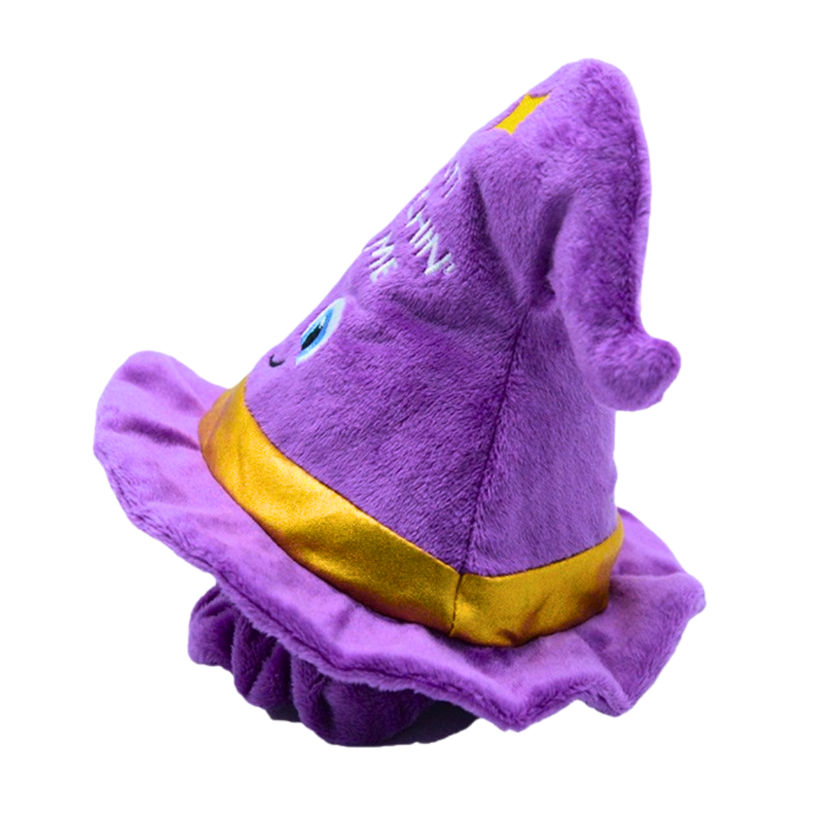 Wearable Witch Hat Dog Toy – Squeaks & Crinkles