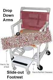 EZee Life 155HL PVC Wheeled Shower Commode Chair | 18 x 18 in Seat Canada