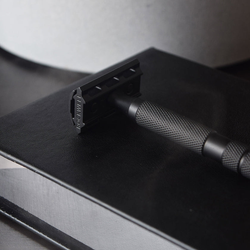 Rockwell 6S Stainless Steel Adjustable DE Safety Razor - Matte Black PVD (6 Settings)