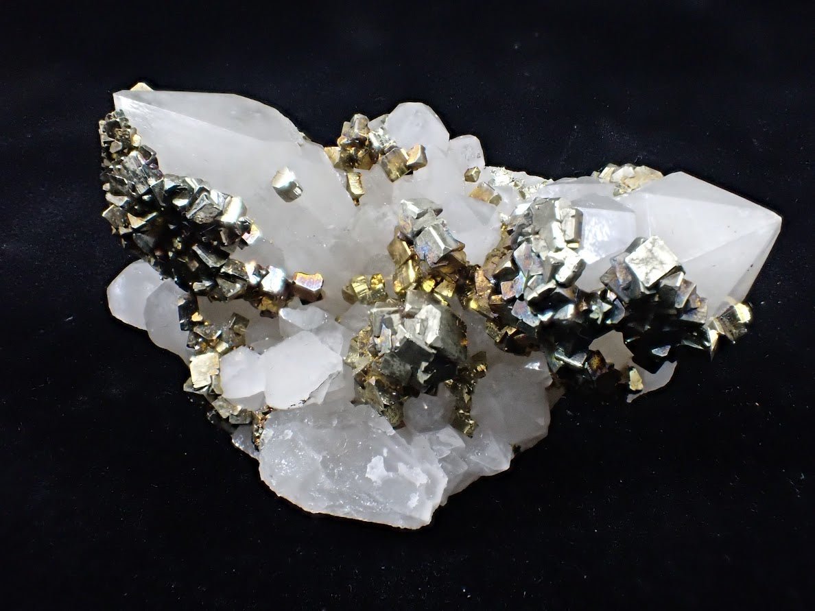 Pyrite on Quartz – Tianshan Mine, Longyan, Fujian, China