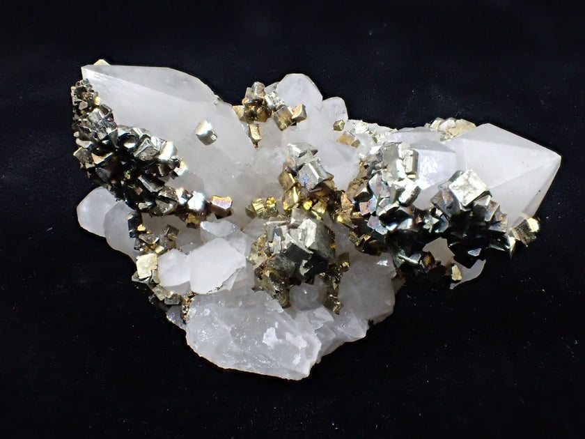 Pyrite on Quartz – Tianshan Mine, Longyan, Fujian, China