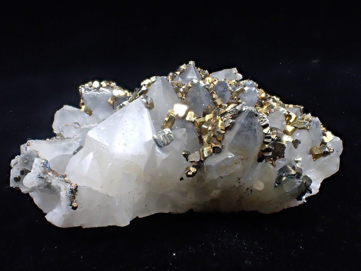 Pyrite on Quartz – Tianshan Mine, Longyan, Fujian, China