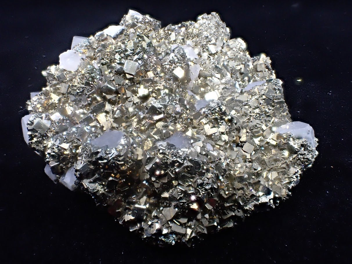 Pyrite on Quartz with High Luster Cubes– Tianshan Mine, Longyan, Fujian, China