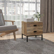 Wallace Nightstand with with 2 Drawers and Steel Frame Legs-Coffee