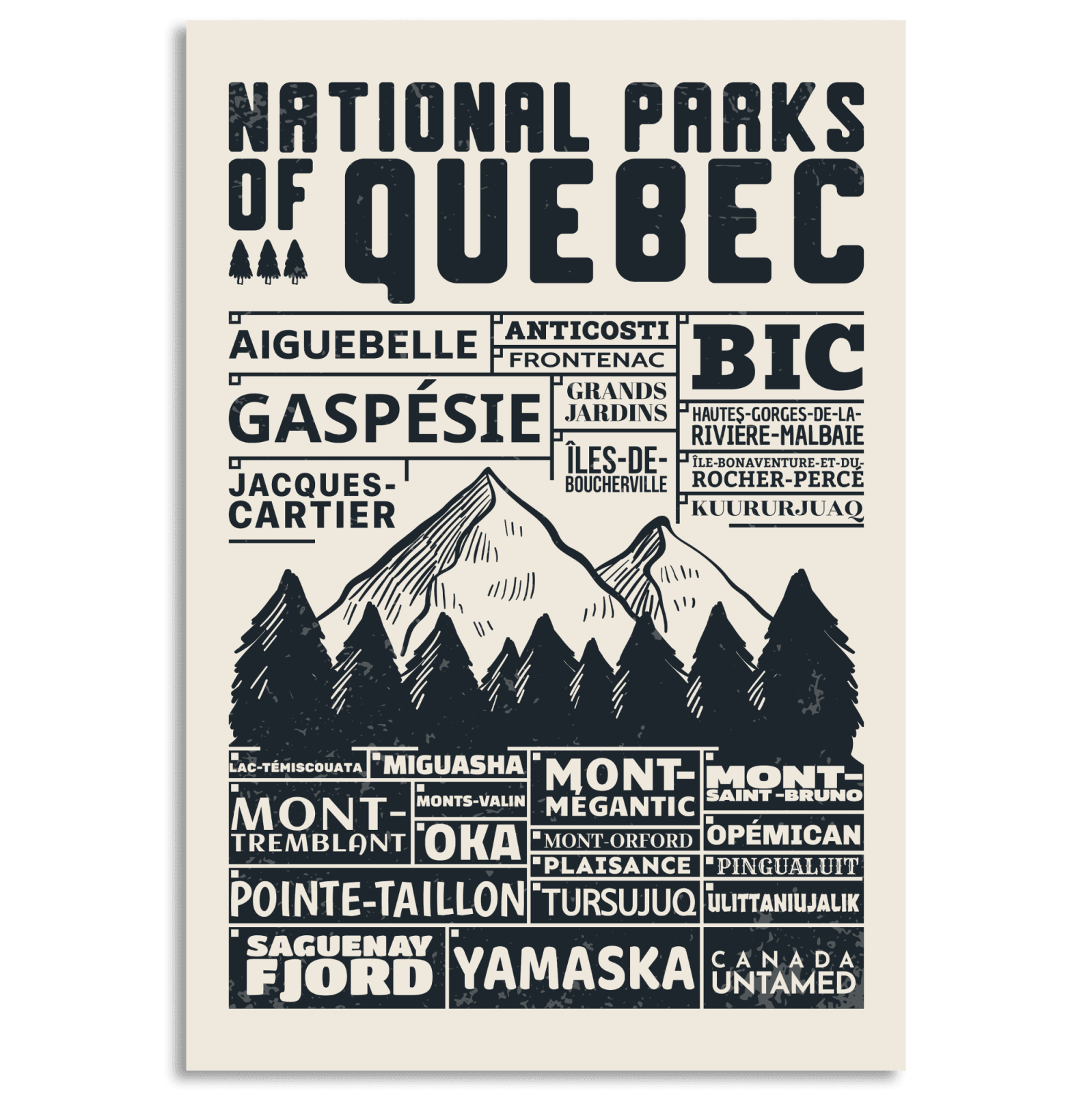 Quebec National Parks Checklist Poster, Canada Parks