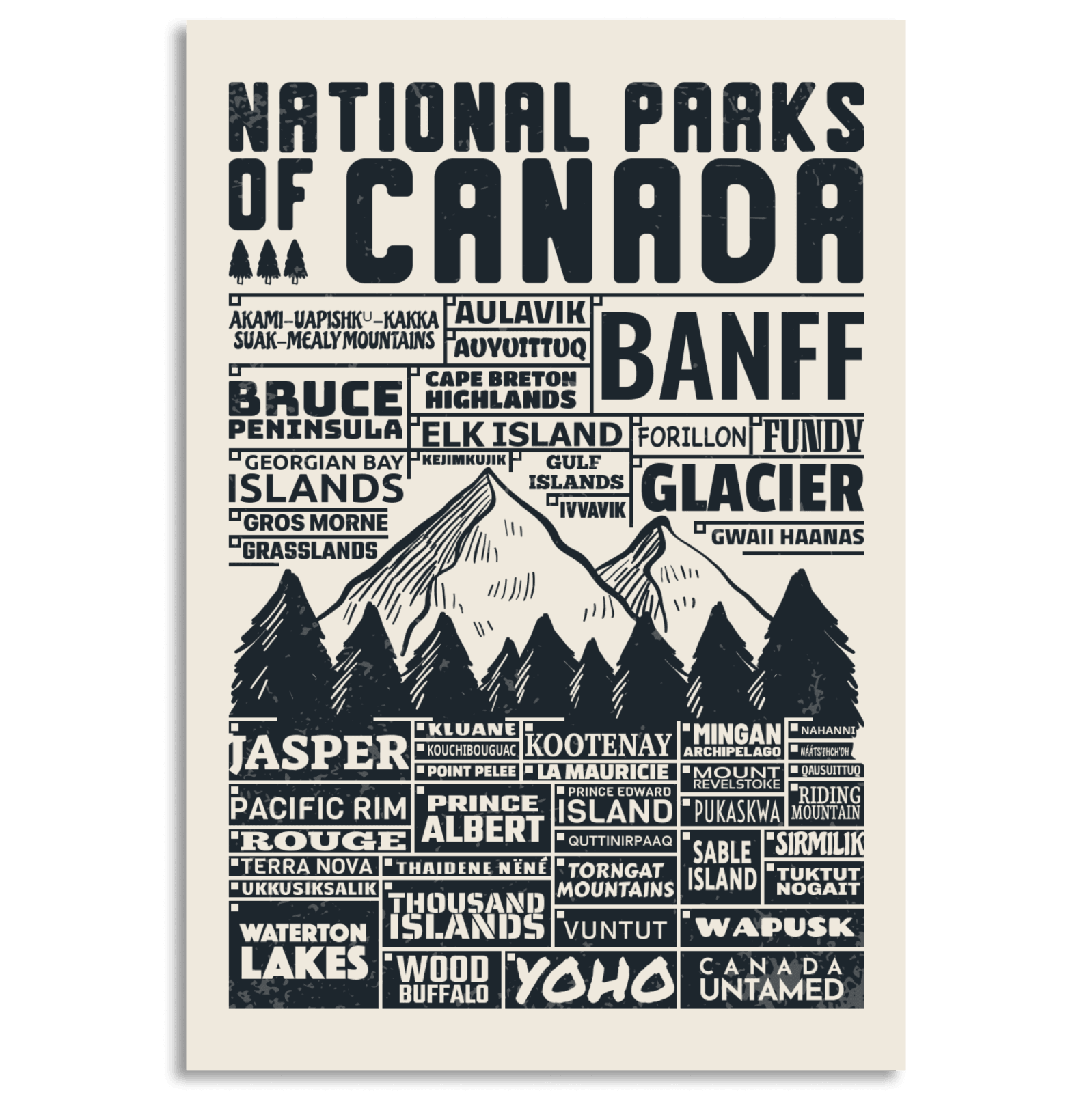 Quebec National Parks Checklist Poster, Canada Parks