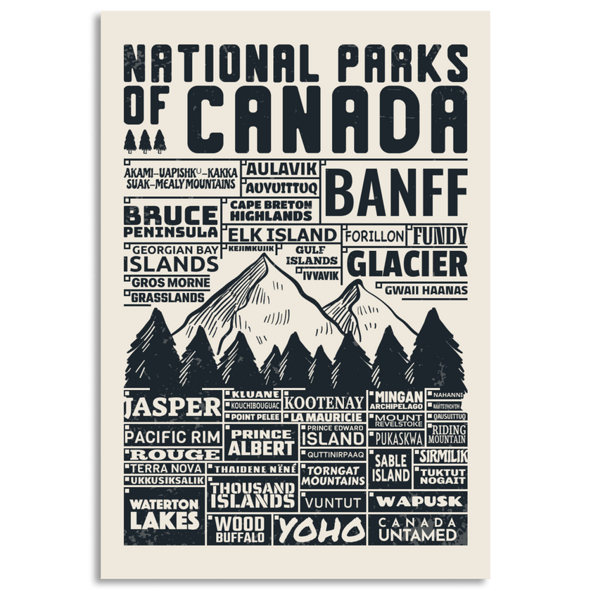 Quebec National Parks Checklist Poster, Canada Parks