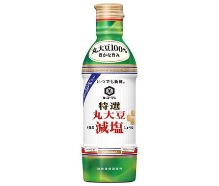 Kikkoman Always Fresh Specialty Whole Soybean Low Salt Soy Sauce 450ml PET bottles x 12 bottles [Shipped in Japan]