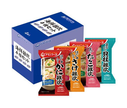 Amano Foods Freeze Dried Seafood Zosui 4 Types Set 4 Meals x 3 Boxes [Shipped in Japan]