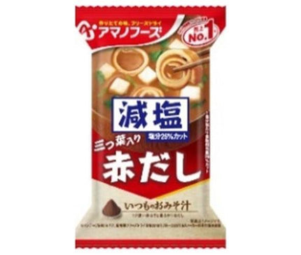 Amano Foods Freeze-dried low-salt regular miso soup Red dashi (with mitsuba) 10 servings x 6 boxes [Shipped in Japan]