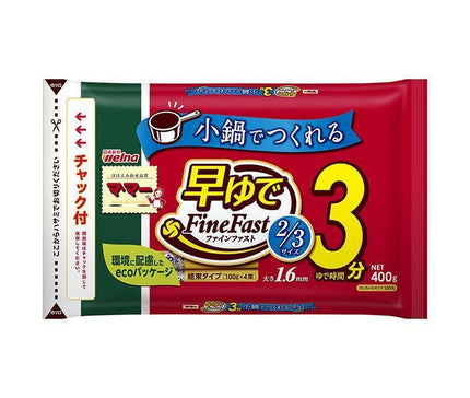 Nissin Welna Mama Quick boiled spaghetti FineFast 2/3 size 1.6mm Zippered tie type 400g x 12 bags [Shipped in Japan]