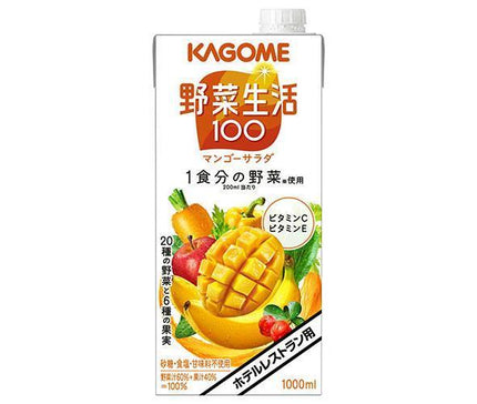 [11/25~ 10% off all products!!] Kagome Yasai Seikatsu 100 Mango Salad (for hotel restaurants) 1L paper pack x 6 bottles