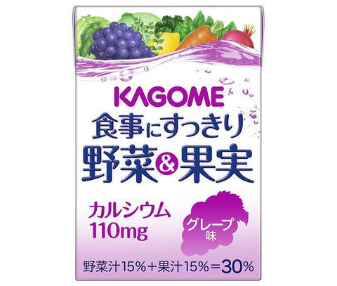 Kagome Meal Refreshing Vegetable & Fruit Calcium, Grape Flavor, 100ml Paper Pack x 36 Bottles 