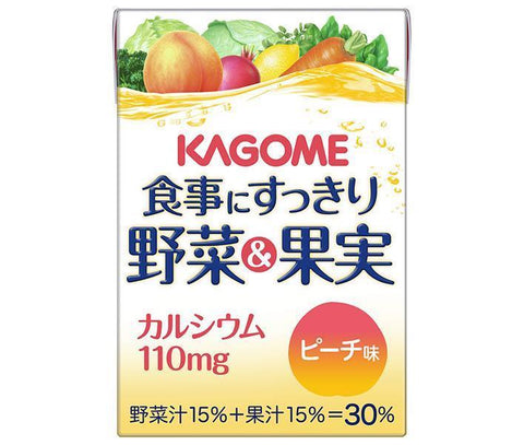 Kagome Meal Refreshing Vegetable & Fruit Calcium, Peach Flavor, 100ml Paper Pack x 36 Bottles 