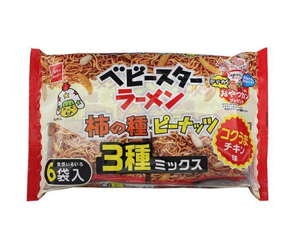 Oyatsu Company Baby Star Ramen 3 sortes de mélange de graines de kaki Riche et délicieuse saveur de poulet 6 sachets 132 g (22 g x 6) x 15 sachets